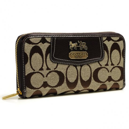 Coach Logo In Signature Large Coffee Wallets BFX - Click Image to Close